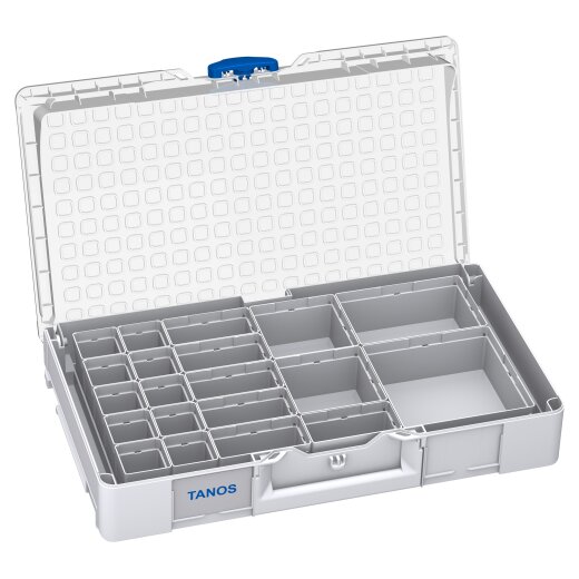 Tanos systainer³ Organizer L 89 20 Boxen lichtgrau (RAL 7035), Verschluss signalblau (HKS 43 K)