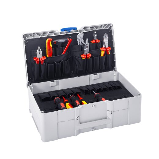 Tanos Werkzeug-Systainer³ L 187 light grey (RAL 7035), closure signalblue (HKS 43 K), handle light grey (RAL 7035)