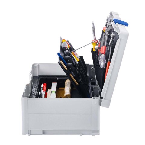 Tanos Werkzeug-Systainer³ L 187 light grey (RAL 7035), closure signalblue (HKS 43 K), handle light grey (RAL 7035)