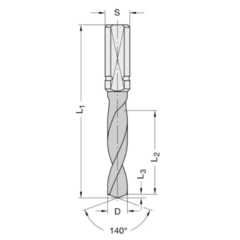 JSO 3mm VHW Dachspitzbohrer 140° 3x20/57,5mm S10x28 rechts