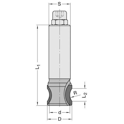 JSO R16mm Diamant (PKD) Abrundfräser "Bombieren" Z2 26x17/20mm S20mm rechts