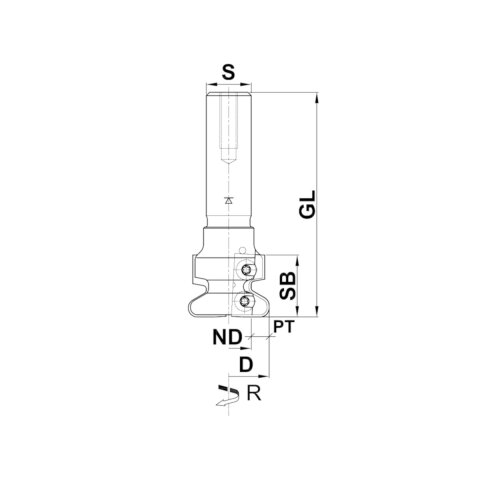Aigner HW-Wechselmesser Griffmuldenfräser S=25mm Rechts mit 7 möglichen Profilen Profil "G" nur Fräser