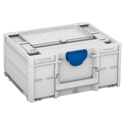 Tanos systainer³ Deckelfach M 187 light grey (RAL 7035), closure signalblue (HKS 43 K), handle light grey (RAL 7035)