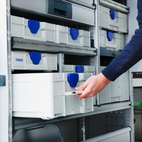 Tanos systainer³ Deckelfach M 187 light grey (RAL 7035), closure signalblue (HKS 43 K), handle light grey (RAL 7035)