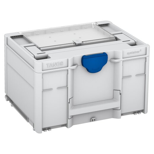 Tanos systainer³ Deckelfach M 237 lichtgrau (RAL 7035), Verschluss signalblau (HKS 43 K), Griff lichtgrau (RAL 7035)