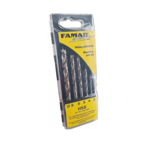 Famag 5-teiligs HSS Holzspiralbohrer-Set 3-4-5-6-8mm...