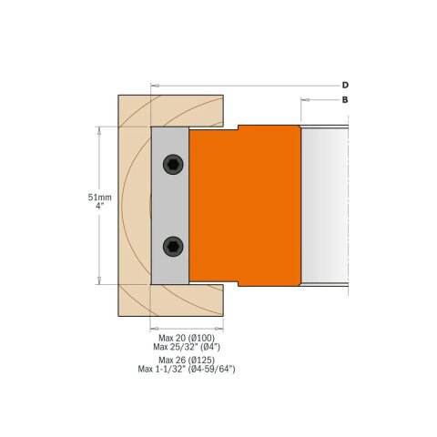 CMT Füge- u. Falzmesserkopf, ziehender Schnitt - D = 100 mm; I = 51 mm