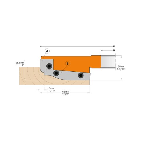 CMT HW Abplattfräser Z2+2 für Tischfräsen