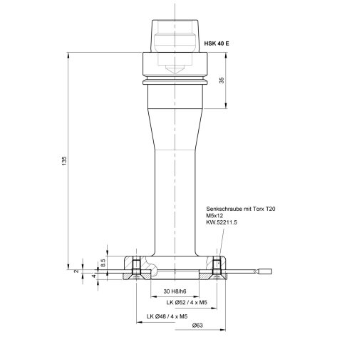 Aigner HSK 40 E Sägeblattaufnahme 135x63mm