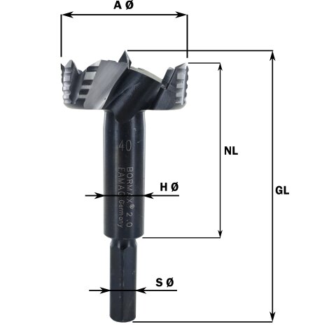 Famag 38mm Zylinderkopfbohrer Bormax 2.0 WS 38x57/90mm...