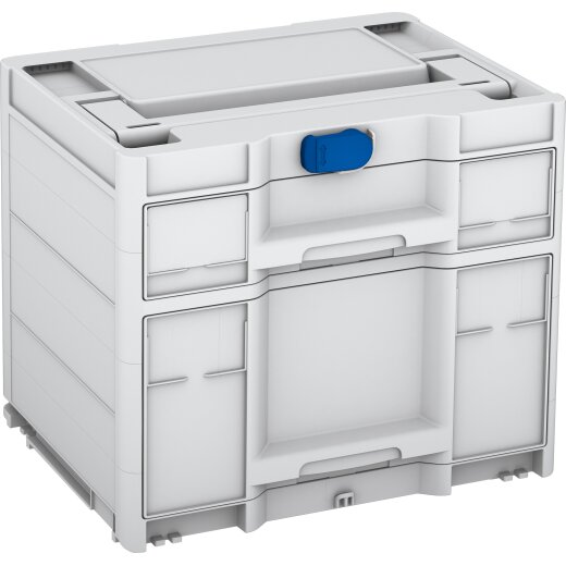 Tanos systainer³ Sortainer/2 M 337 lichtgrau (RAL 7035), closure signalblue (HKS 43 K), handle light grey (RAL 7035)