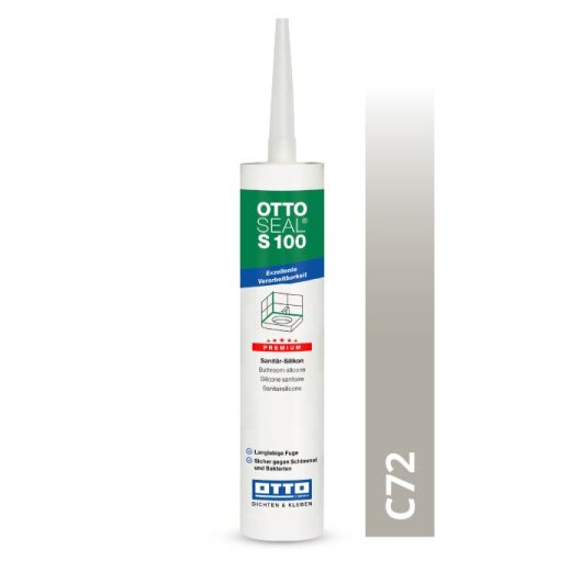 Otto Silikon flanellgrau C72 glänzend "OTTOSEAL® S100" Premium 300 ml Kartusche