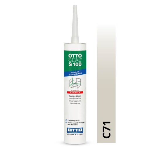 Otto Silikon fugengrau C71 glänzend "OTTOSEAL® S100" Premium 300 ml Kartusche