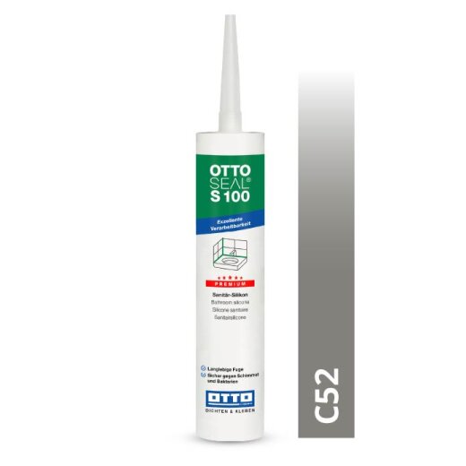 Otto Silikon platingrau C52 glänzend "OTTOSEAL® S100" Premium 300 ml Kartusche