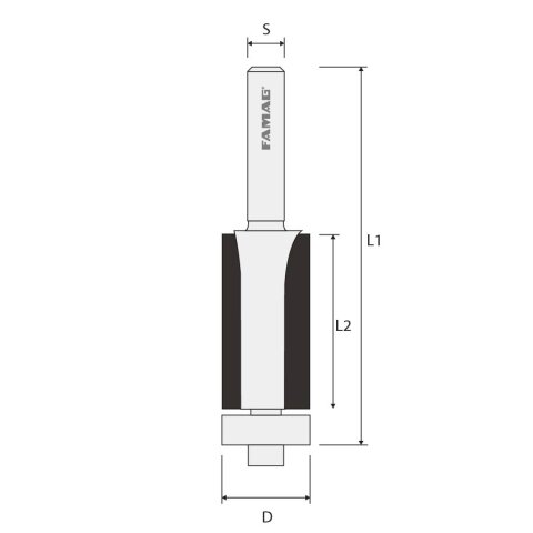 Famag R19.05mm Flush trim bit "3101.839" Z2 carbide 19.05x38/82mm S8mm
