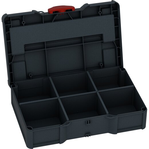 Tanos systainer³ S 76 with dividers anthracite grey (RAL 7016), closure carmine red (RAL 3002)