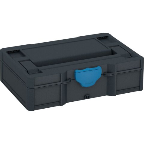 Tanos systainer³ S 76 mit Fachteiler anthrazit (RAL 7016), Verschluss himmelblau (RAL 5015)