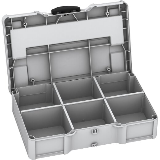 Tanos systainer³ S 76 mit Fachteiler lichtgrau (RAL 7035), Verschluss schwarz (RAL 9004)