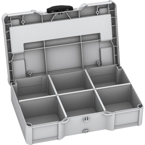 Tanos systainer³ S 76 mit Fachteiler lichtgrau (RAL 7035), Verschluss schwarz (RAL 9004)