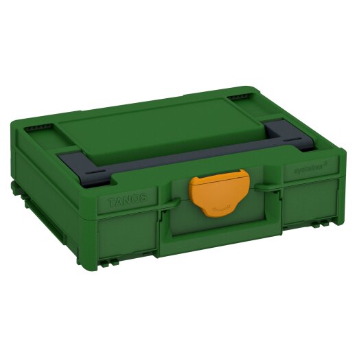 Tanos systainer³ M 112 smaragdgrün (RAL 6001), Verschluss narzissengelb (RAL 1007), Griff anthrazit (RAL 7016)