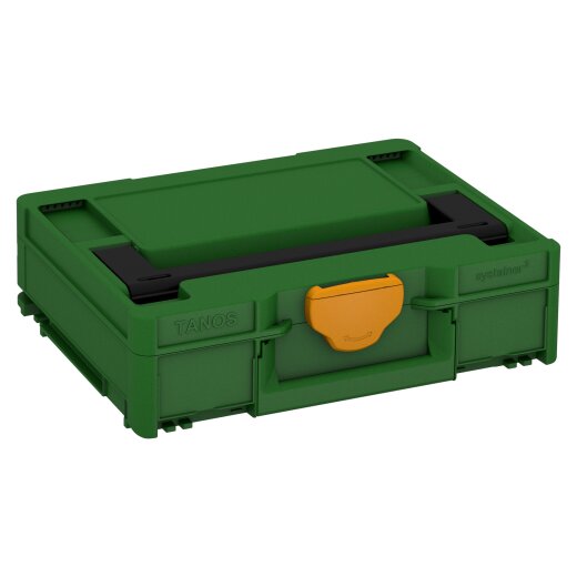 Tanos systainer³ M 112 smaragdgrün (RAL 6001), Verschluss narzissengelb (RAL 1007), Griff schwarz (RAL 9004)