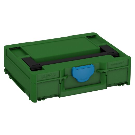 Tanos systainer³ M 112 smaragdgrün (RAL 6001), Verschluss himmelblau (RAL 5015), Griff schwarz (RAL 9004)