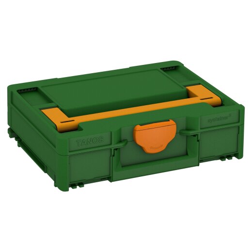 Tanos systainer³ M 112 emerald green (RAL 6001), closure deep orange (RAL 2011), handle daffodil yellow (RAL 1007)