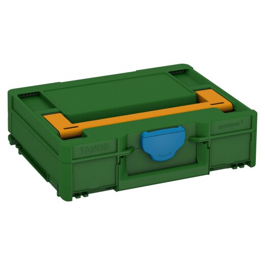 Tanos systainer³ M 112 emerald green (RAL 6001), closure Sky blue (RAL 5015), handle daffodil yellow (RAL 1007)