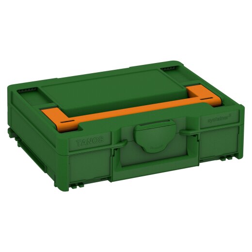 Tanos systainer³ M 112 smaragdgrün (RAL 6001), Verschluss smaragdgrün (RAL 6001), Griff tieforange (RAL 2011)