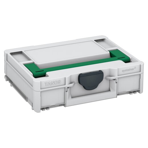 Tanos systainer³ M 112 light grey (RAL 7035), closure anthracite grey (RAL 7016), handle signal green (HKS 54 K)