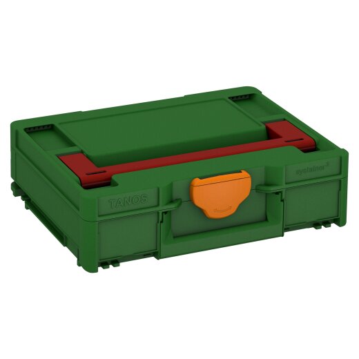Tanos systainer³ M 112 emerald green (RAL 6001), closure deep orange (RAL 2011), handle carmine red (RAL 3002)