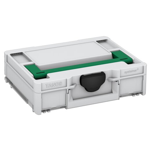 Tanos systainer³ M 112 light grey (RAL 7035), closure signal black (RAL 9004), handle signal green (HKS 54 K)