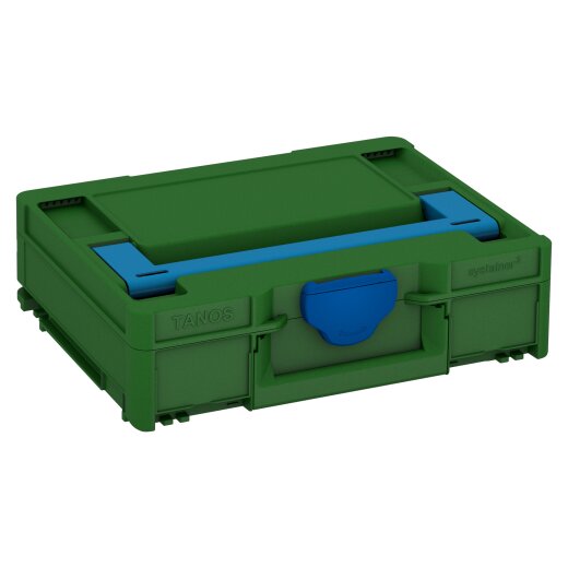 Tanos systainer³ M 112 smaragdgrün (RAL 6001), Verschluss signalblau (HKS 43 K), Griff himmelblau (RAL 5015)