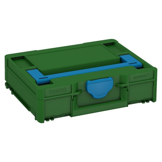 Tanos systainer³ M 112 smaragdgrün (RAL 6001), Verschluss himmelblau (RAL 5015), Griff himmelblau (RAL 5015)