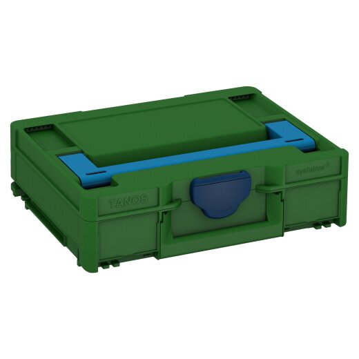 Tanos systainer³ M 112 smaragdgrün (RAL 6001), Verschluss saphirblau (RAL 5003), Griff himmelblau (RAL 5015)