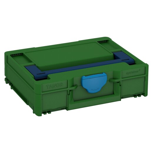 Tanos systainer³ M 112 smaragdgrün (RAL 6001), Verschluss himmelblau (RAL 5015), Griff saphirblau (RAL 5003)