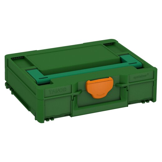 Tanos systainer³ M 112 smaragdgrün (RAL 6001), Verschluss tieforange (RAL 2011), Griff signalgrün (HKS 54 K)
