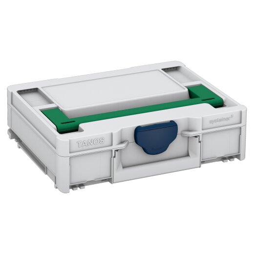 Tanos systainer³ M 112 light grey (RAL 7035), closure saphire blue (RAL 5003), handle signal green (HKS 54 K)