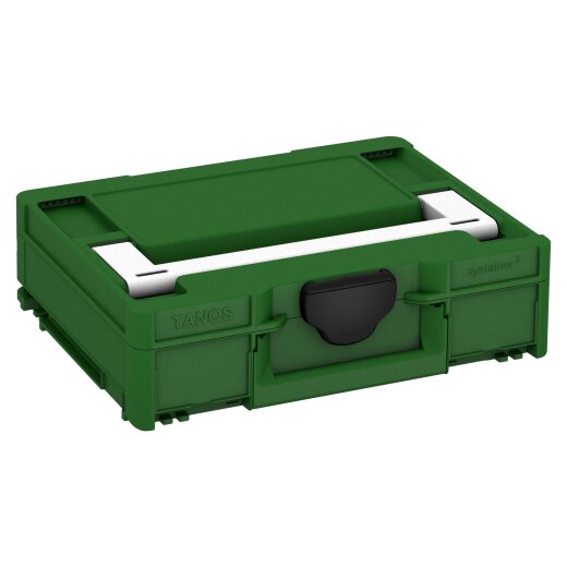 Tanos systainer³ M 112 smaragdgrün (RAL 6001), Verschluss schwarz (RAL 9004), Griff weiß (RAL 9016)