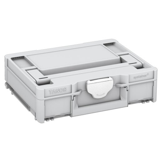Tanos systainer³ M 112 lichtgrau (RAL 7035), Verschluss weiß (RAL 9016), Griff lichtgrau (RAL 7035)