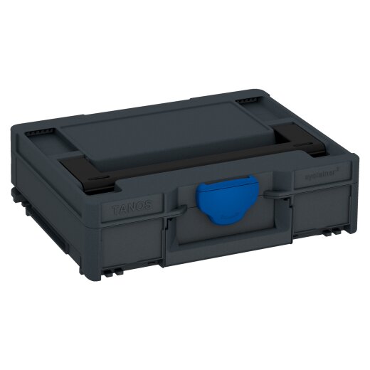 Tanos systainer³ M 112 anthrazit (RAL 7016), Verschluss signalblau (HKS 43 K), Griff schwarz (RAL 9004)