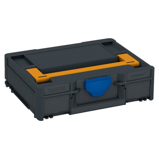 Tanos systainer³ M 112 anthracite grey (RAL 7016), closure signalblue (HKS 43 K), handle daffodil yellow (RAL 1007)