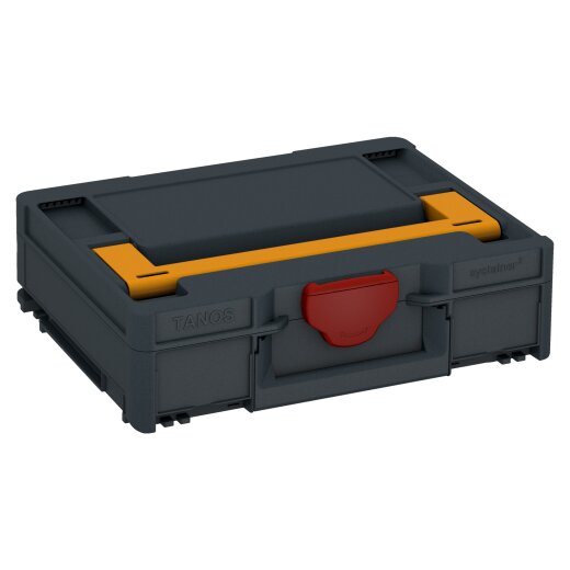 Tanos systainer³ M 112 anthrazit (RAL 7016), Verschluss karminrot (RAL 3002), Griff narzissengelb (RAL 1007)