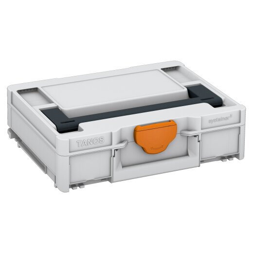 Tanos systainer³ M 112 light grey (RAL 7035), closure deep orange (RAL 2011), handle anthracite grey (RAL 7016)