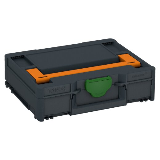 Tanos systainer³ M 112 anthracite grey (RAL 7016), closure emerald green (RAL 6001), handle deep orange (RAL 2011)
