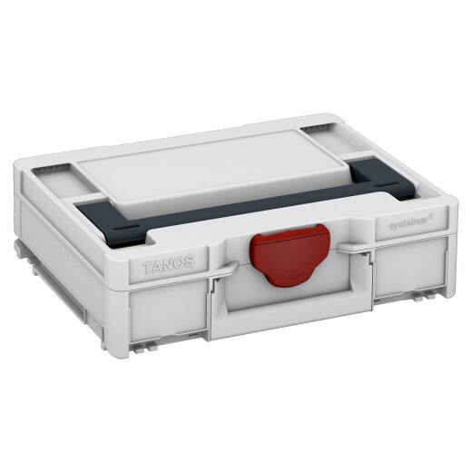 Tanos systainer³ M 112 light grey (RAL 7035), closure carmine red (RAL 3002), handle anthracite grey (RAL 7016)