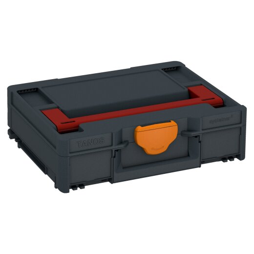 Tanos systainer³ M 112 anthrazit (RAL 7016), Verschluss tieforange (RAL 2011), Griff karminrot (RAL 3002)