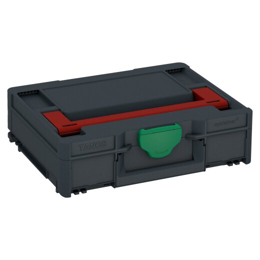 Tanos systainer³ M 112 anthracite grey (RAL 7016), closure signal green (HKS 54 K), handle carmine red (RAL 3002)