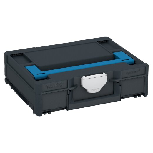Tanos systainer³ M 112 anthrazit (RAL 7016), Verschluss lichtgrau (RAL 7035), Griff himmelblau (RAL 5015)