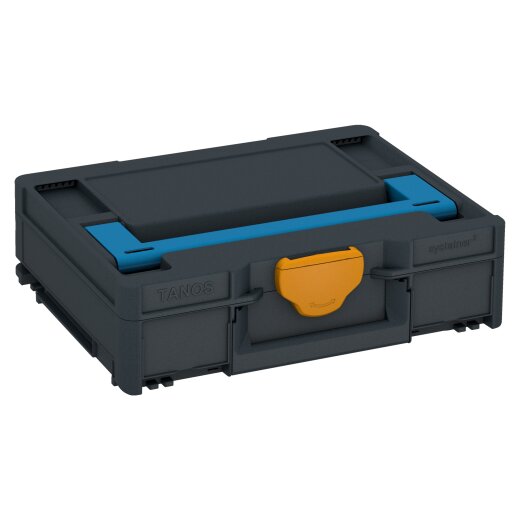 Tanos systainer³ M 112 anthracite grey (RAL 7016), closure daffodil yellow (RAL 1007), handle Sky blue (RAL 5015)